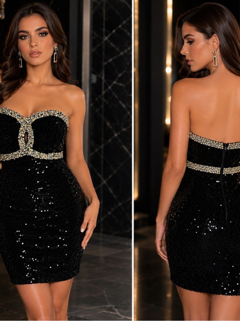 Night Moves Black Sequin Cocktail Dress – Size 4